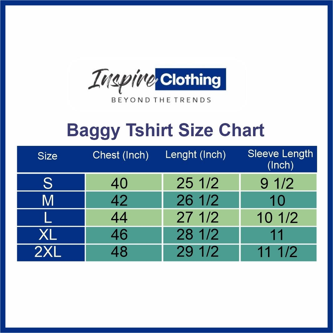 Baggy T-shirt size chart